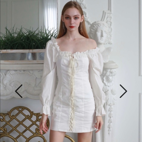 Mori Jasmine FRENCH FITTED DRESS white peasant - Picture 4 of 11